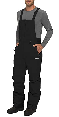SkiGear Men's Essential Insulated Bib Overalls, Black, X-Large/30