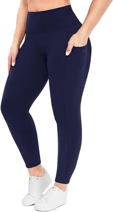 SHAPERX Workout Leggings with Side Pocket High Waist Yoga Polyamide & Spandex Pants Tummy Control Leggings for Women Sport Tights Pack of 1