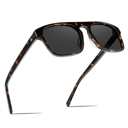 Image of BIRCEN Mens Acetate Polarized Sunglasses: Retro Square Sun Glasses UV400 Protection Anti-Glare Shades for Driving Travel