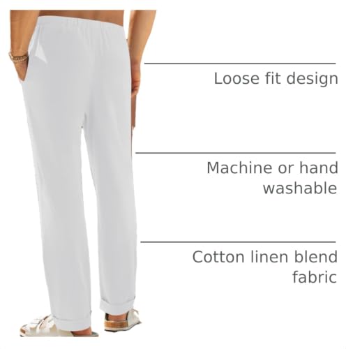 Image of Gafeng Mens Linen Pants Yoga Casual Beach Summer Harem Baggy Trousers