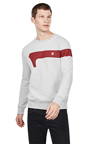 G-STAR RAW Graphic 13 Felpa, Grigio (Lt Grey Htr