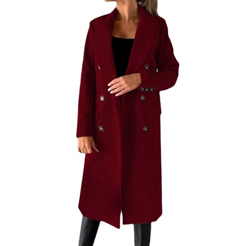 Manteau chaud femme pour l'hiver à long col élégant et croisé