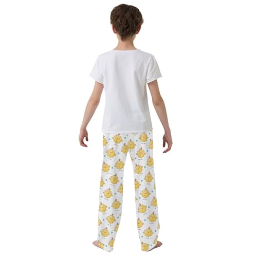 ZZXXB Lovely Cartoon Chick Boys Long Pants Soft Trousers Elastic Waist Kids Lounge Bottoms with Pockets S-XL3