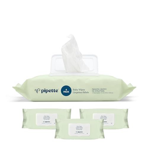 Image of Pipette Baby Wipes - 100% Plant-Based Fibers and Plant-Derived Moisturizers, Water-Based (Fragrance-Free, 288-Count)