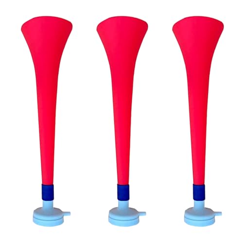 FUN FAN LINE - Pack 3 Vuvuzelas de Plástico Resistente | Trompetas de Animación para Fútbol, Eventos Deportivos y Fiestas | Bocina Ruido Extremo 120 DB | Cotillón para Aficionados (Serbia/Croacia)