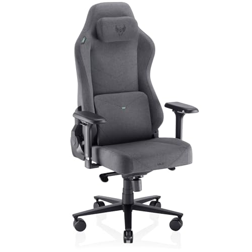 VALK Freya Elite   Silla Gaming Ergonómica de Tela Transpirable, Cojines Viscolátex de Nueva Generación, Reclinable 160º, Reposabrazos 4D, Diseñada en España, Silla Gamer y Oficina (Gris Antracita)