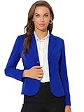 Allegra K Women's Work Office Blazers Stretch Lapel Collar Long Sleeve Jacket Suit Blazer Small Royal Blue