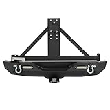 KUAFU Rear Bumper Compatible with 2007-2018 Jeep Wrangler JK with Lockable Tire Carrier 2