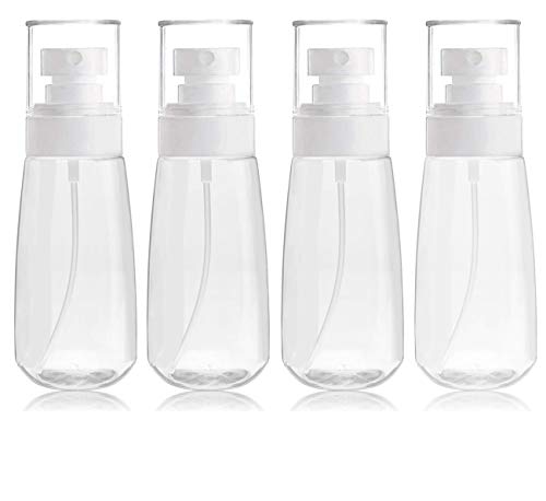 4Pcs Mini Spray Bottles Travel Size, 2oz/60ml Fine Mist Small Spray Bottles, Clear Plastic Empty Travel Spray Bottle Accessories, Small Refillable Liquid Containers Bottles (Clear)