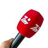 Customized Logo on Microphone Foam Cap Windscreens Handhold Mic Foam Covers Windshields with Logo Printed for TV Interview Broadcast Radio Station Microphone (Red)