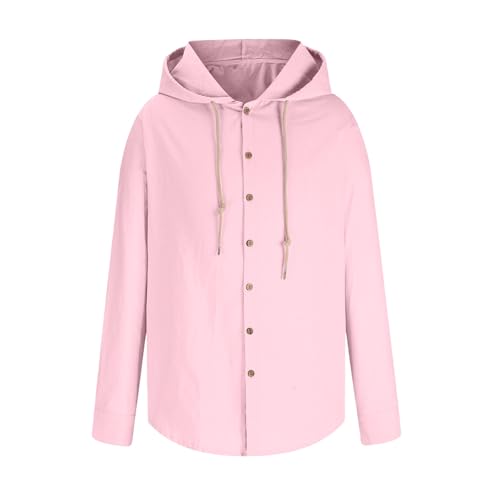 Mens Cotton Linen Button Down Hoodies Lightweight Long Sleeve Fashion Shirt Comfort Hooded Sweatshirts4