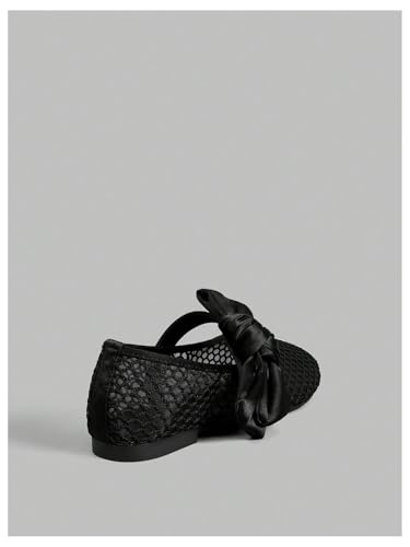 MakeMeChic Women's Mesh Flats Shoes Bowknot Mary Jane Flats Ballet Shoes3