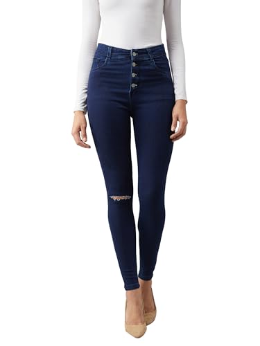 Image of Dolce Crudo Women's Skinny High Rise Bleached Cropped Stretchable Denim Jeans
