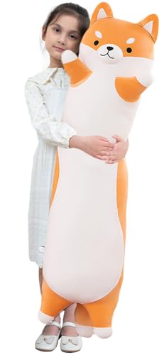 Kekeso Oreiller en Peluche Long Shiba Inu GéAnt pour Chien Corgi Oreiller en Peluche pour Le Corps pour l'anniversaire des Enfants, La Saint-Valentin,...