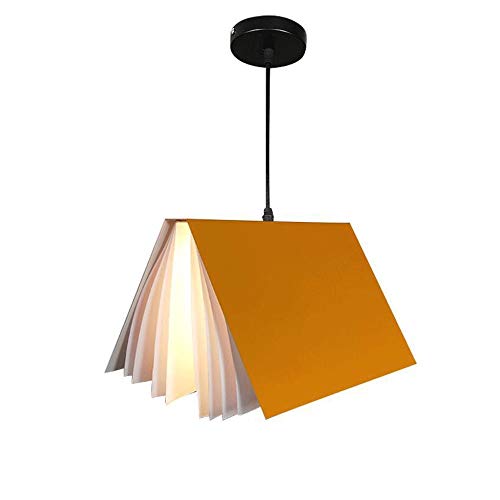 Lámpara de suspensión acrílica con forma de libro decorativo color amarillo