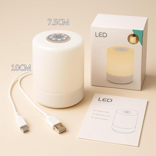 Image of Desidiya Touch Control LED Touch Bedside Night Light,Changing Dimmable Light for Kids,3 Colors LED Lamp with Warm White Lights,USB Rechargeable, Bedside Night Light, Soft Eye Caring