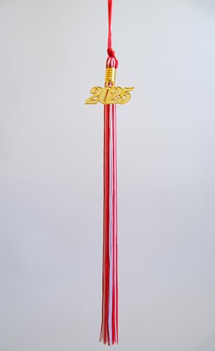 Image of Graduation Tassel 2025, Red and White Tassel 2025
