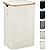 LONBET Laundry Basket with Lid, Made from Breathable Fabric | Aesthetic Clothes Hampers for Laundry with Side Handles & Sturdy Bamboo Frame (26 Gallons - Single, Beige)