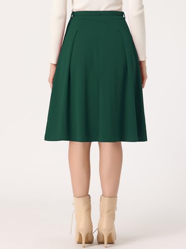 Image of Allegra K Women's Office Work Skirts Belted Waist Midi A-Line Pleated Skirt