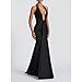 ABYOVRT Women Deep V Neck Ruched Maxi Dress Sleeveless Halter Gown Cocktail Evening Formal Dresses (Black,S)