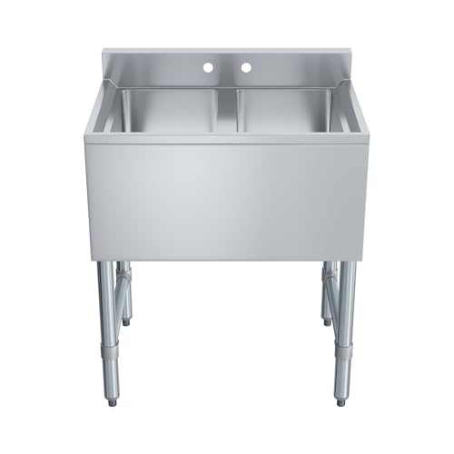 Image of AmGood One Compartment Stainless Steel Under bar Sink (Sink Size: 26 inchx19 inch, Two Bowl)