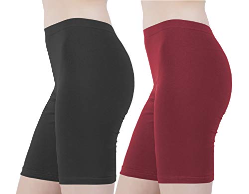 Image of Buy That Trendz Cotton Lycra Tight Fit Stretchable Cycling Shorts Womens | Shorties for Active wear /Exercise /Workout /Yoga /Gym /Cycle /Running Red Grey Combo Pack of 2