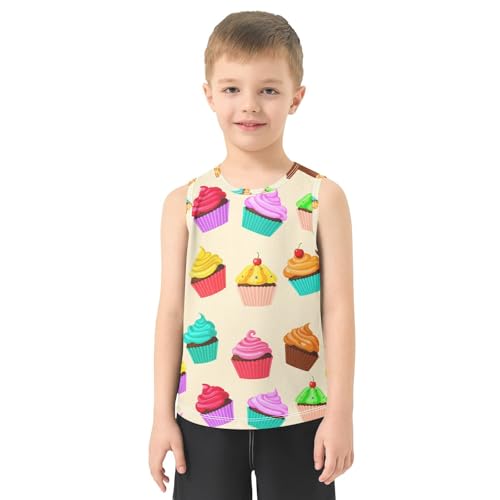 J JOYSAY Cartoon Cupcake Assortment Beige Boys Tank Top Sleeveless Muscle Shirts Quick Dry Kids T-Shirts 3-15T2