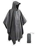 Victoper Waterproof Poncho Adult, Festival Essentials Lightweight Reusable Festival Poncho Adult Waterproof for Outdoor Hiking Camping Cycling Traveling Waterproof Raincoat Camping Essentials Grey