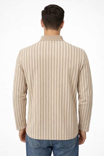Image of SANE ORIGINALS Full Sleeves Polo T-Shirt for Men with Pocket || Stripe Collar and Pocket T-Shirt for Men Long Sleeves