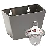 HAIICEN Stainless Beer Bottle Opener Wall Mounted with Cap Catcher Silver for Home Bar Party Gifts