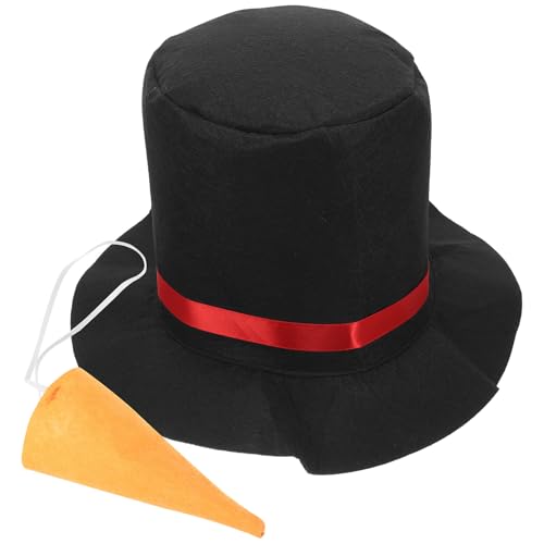 Hemobllo Set de Gorro y Nariz para Disfraz de Muñeco de Nieve Accesorio para Cosplay Navideño Gorro de Muñeco de Nieve Color Blanco Adecuado para Decoración y Fiestas de Navidad