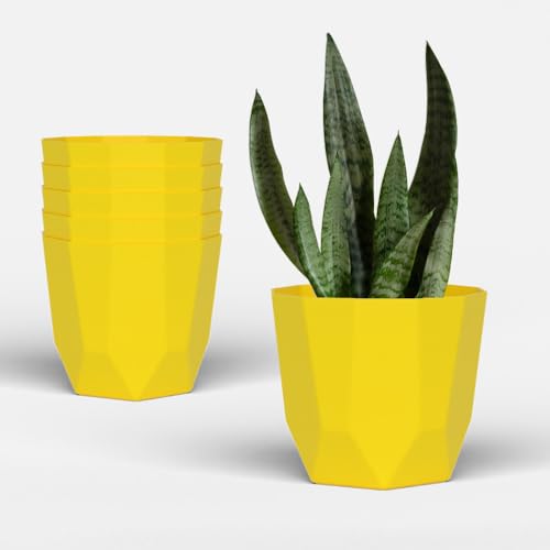 Image of YUCCABE ITALIA SHERA Hexa Plastic Planter Pot for Plants | Decorative Flower Pot | UV Protected Lightweight Indoor Outdoor Gamla for Home Decor, Balcony, Garden & Living Room