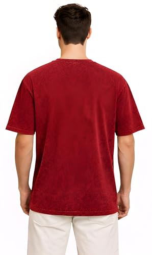 Image of Amazon Brand - Anarva Men's Oversized Acid Wash T-Shirt | Premium Cotton Relaxed Fit | Drop Shoulder Half Sleeve Casual Streetwear Tee for Men