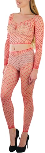 Image of ToBeInStyle Women's Spandex Multi Net Fishnet Set Rave Novelty Party Crop Top & Tights