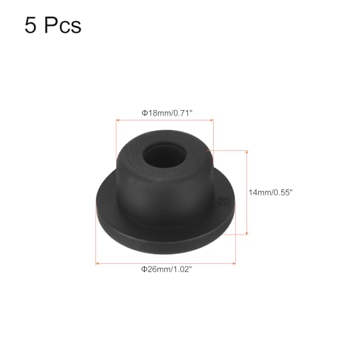 Image of uxcell High Temp Silicone Plug Mount Dia 18mm /0.71 inch t Shaped Rubber Stopper Hole Plugs for Powder Coating Plating Waterproof Plugs Sealing Plugs Black Pack of 5(OD 26mm)