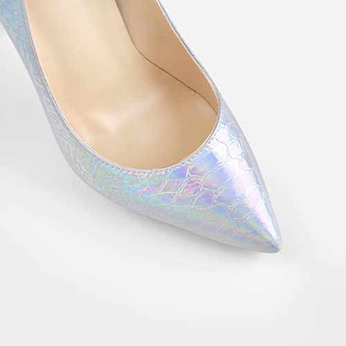 LISHAN Women's Slides Artificial Crocodile Solid Color Pumps with Slim Heel4