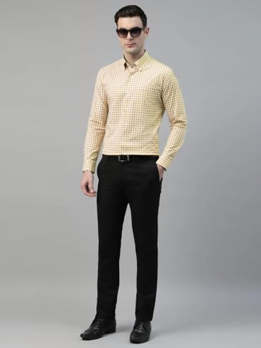 Image of IndoPrimo Men's Poly Cotton Casual Regular Fit Small Checks Shirt Long Sleeves - Airlift