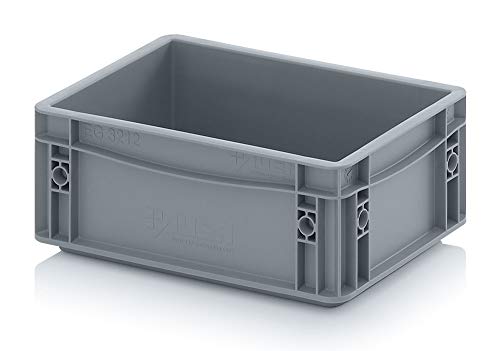 Auer Packaging Eurobehälter 30 x 20 x 12 Euro stapelbar 30x20x12 Lagerbox Eurobox kleine grau Aufbewahrungskiste Stapelbox für Kleinkram Transportbehälter