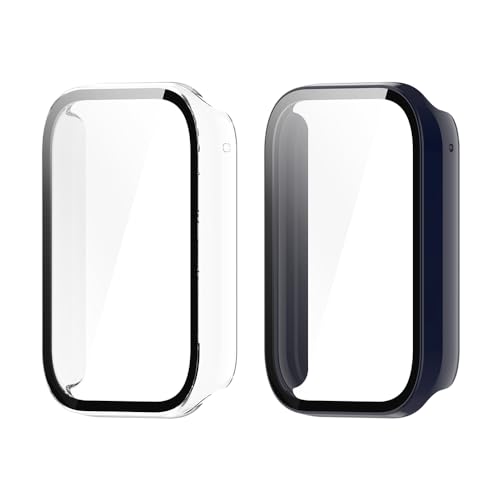 2 pezzi Pellicola Protettiva Cover Compatibile con XiaoMi Mi band 8 pro Vetro temperato Protezione Totale Ultra Sottile HD.Blu inchiostro + trasparente
