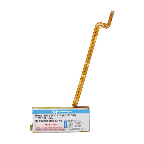 MCMConcepts Replacement Battery 850mAh Thick for Apple iPod Classic/Video 5th 5.5 60GB 80GB