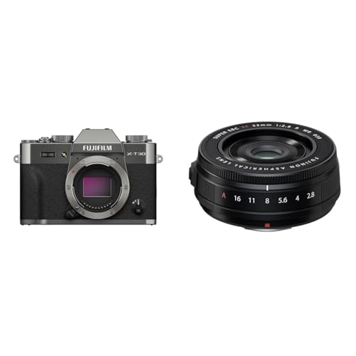 Image of FUJIFILM X-T30 III Mirrorless Camera Body, Charcoal Silver w / XF23mmF2.8 R WR Lens, Black Bundle