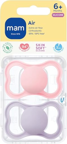 MAM Air Soothers 6-18 Months | 2 Pack | Orthodontic Design | Comes in Dummy Steriliser Case | Sustainable Materials | Baby Accessories | Pink (Various Designs) - Image 3