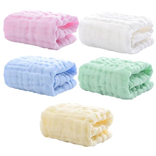 5pcs Soft Cotton Burp Towels for Newborns Multi-Layer Absorbent Towels and Machine Washable for Showers and Everyday Use