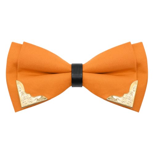 Image of Bow Ties for Men Women Metal Gold Bowtie, Pre Tied Mens Bow Tie Tuxedo Bowties Men for Prom Wedding Party
