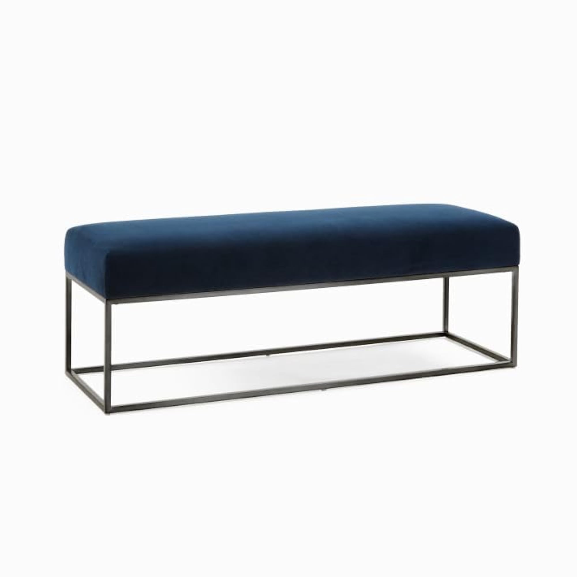 Contemporary Velvet Bench with Sleek Metal Frame