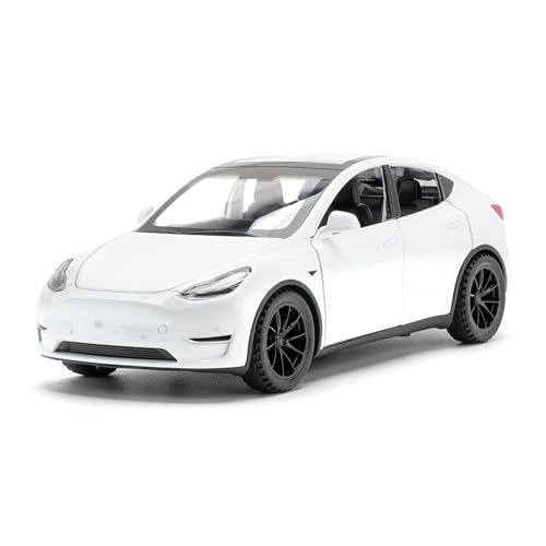 TOPRON Tesla Modelo Y 1:32, brinquedo eletrónico de liga fundida a pressão com função de retrocesso, com luzes e música, mini veículo de brinquedo como presente para crianças (branco)