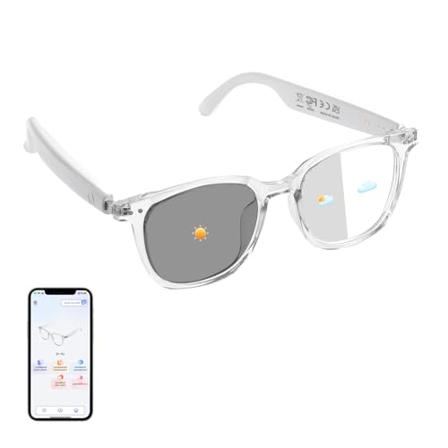 Image of GenXenon AI Smart Glasses for Women Men, Clear Frame Blue Light Glasses, Real-Time Translation(160+Languages, Photo Translation, Bluetooth AI Translation Glasses for Business Travel-Clear