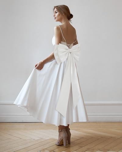 Bencailor Big Satin Bow Large Detachable Bow Train for Dress 17.72" Wide Waist Sash Belt Bride Formal Wedding Dress4