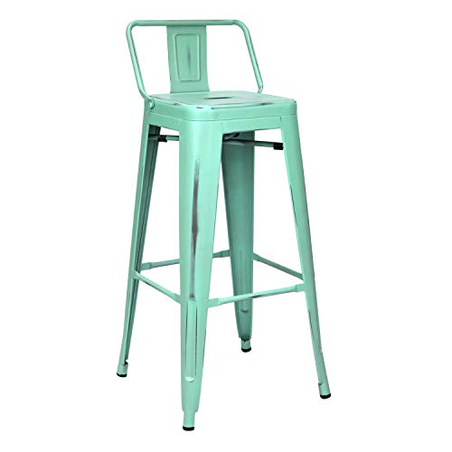 Vaukura Taburete Alto con Respaldo Oliix Vintage (Verde Menta)