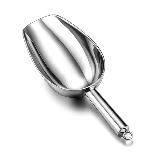 TeamFar Stainless Steel Ice Scoop, Small Metal Food Candy Scoop for Kitchen Bar Party Wedding - 5 Ounces